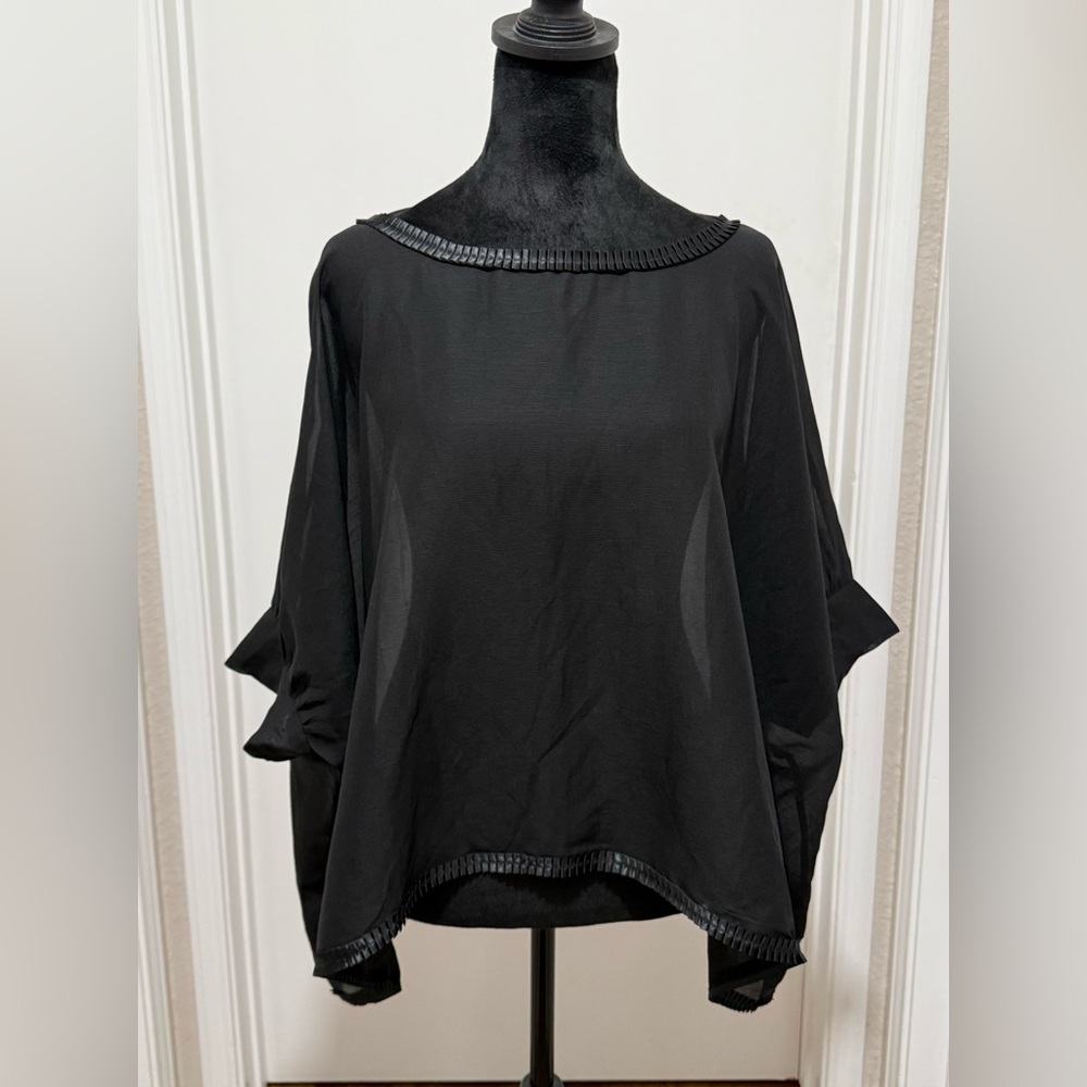 Courtney Washington Bandleader Oversized Tunic Sheer Black Size S NWT